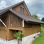 Detailansicht: Ohne den Grundcharakter des Gebudes zu verndern entsteht ein moderner Anbau.